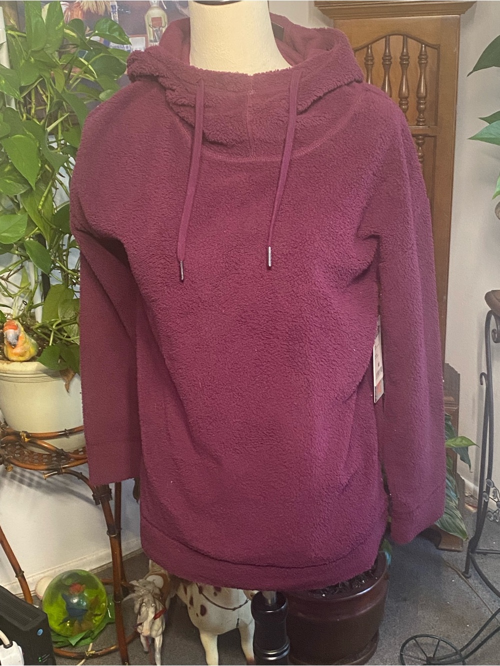 32 Degrees Plush Hooded Pullover in Plum